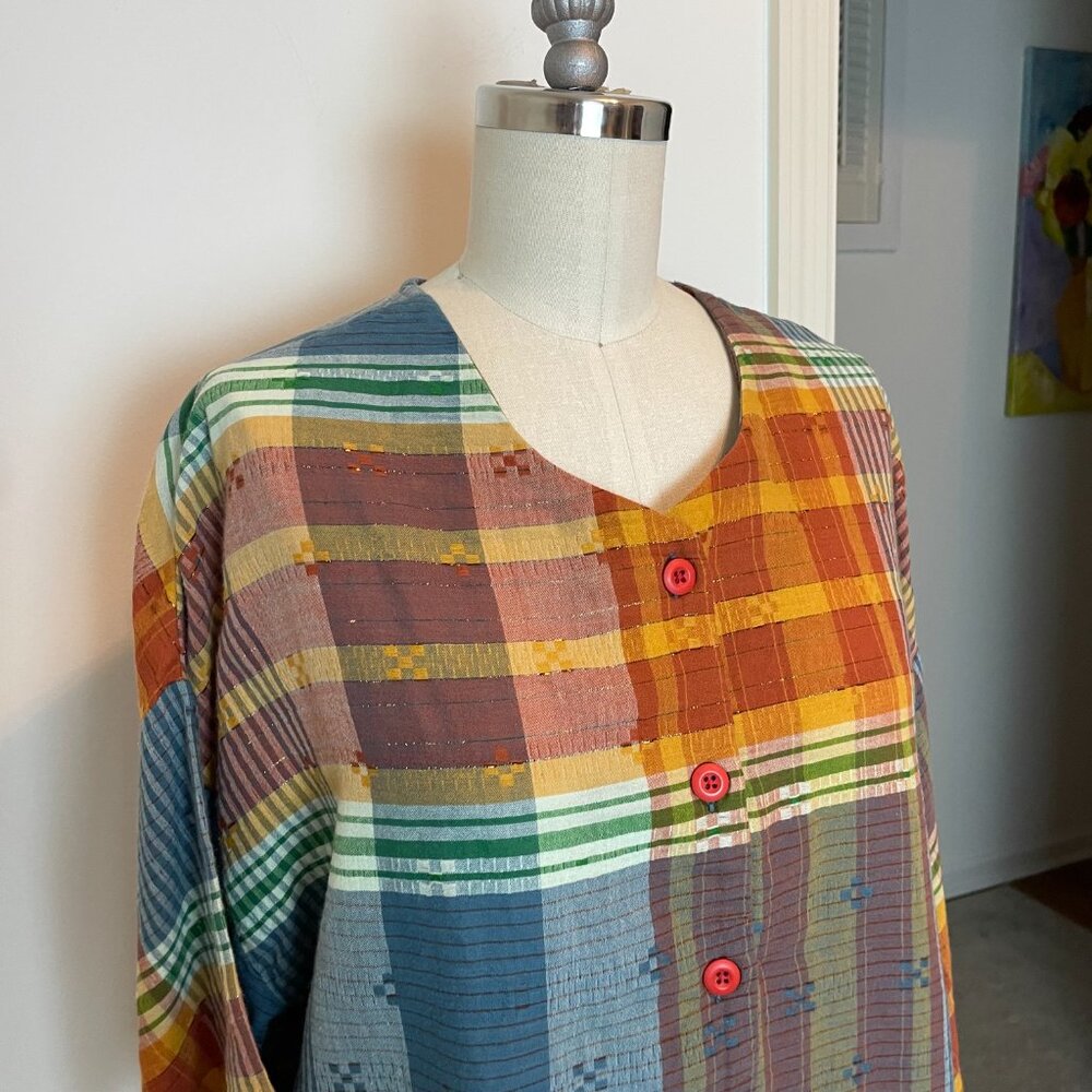 Ace & Jig Plaid Button Down Multi-Color Blouse \\… - image 4